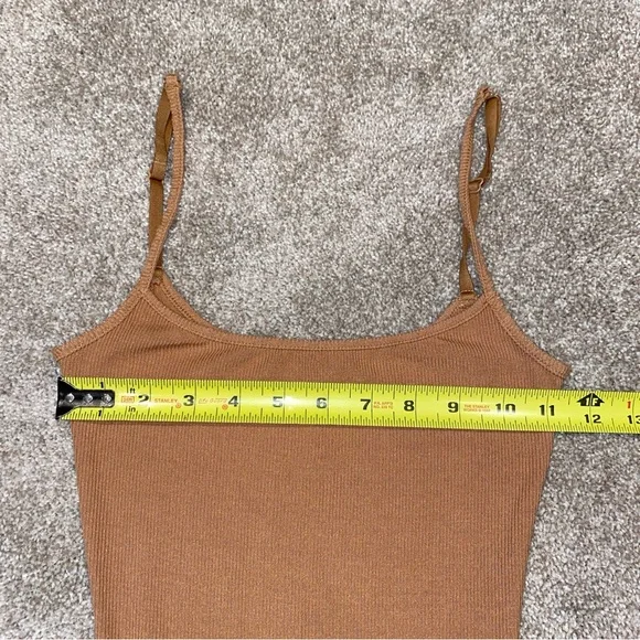 SKIMS Soft Lounge Ribbed Long Slip Dress Maxi Camel Caramel Size Small Stretchy - Picture 7 of 8